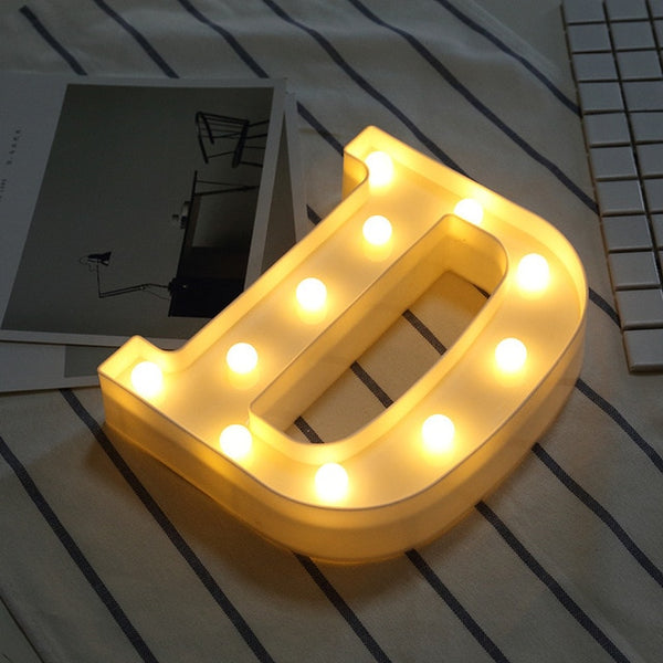 23CM DIY Luminous Lights LED Letter Night Light Creative Letters Alphabet Number Battery Lamp Romantic Wedding Party Decoration