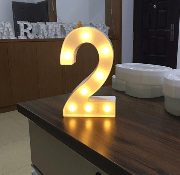 23CM DIY Luminous Lights LED Letter Night Light Creative Letters Alphabet Number Battery Lamp Romantic Wedding Party Decoration